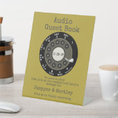 結婚のオーディオゲストブックブラックロータリーダイヤルアボカド 台座サイン (インサイチュ)