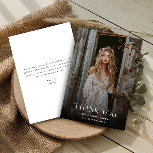 結婚のオーバーレイブライダルシャワー写真 サンキューカード