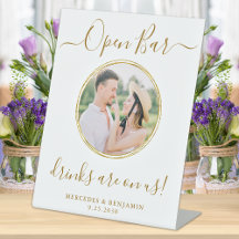 結婚のオープンバーパーソナライズされたエレガント金ゴールド写真