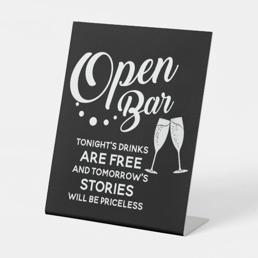 結婚のオープンバー今夜の飲み物は無料サイン 台座サイン (正面)