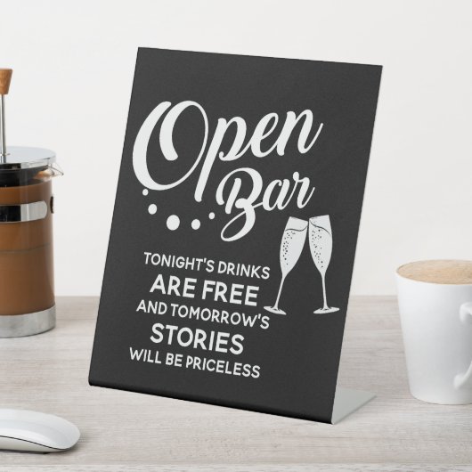 結婚のオープンバー今夜の飲み物は無料サイン 台座サイン (インサイチュ)