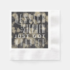 結婚のカクテルナプキンシェード金ゴールドとブラック 縁ありカクテルナプキン