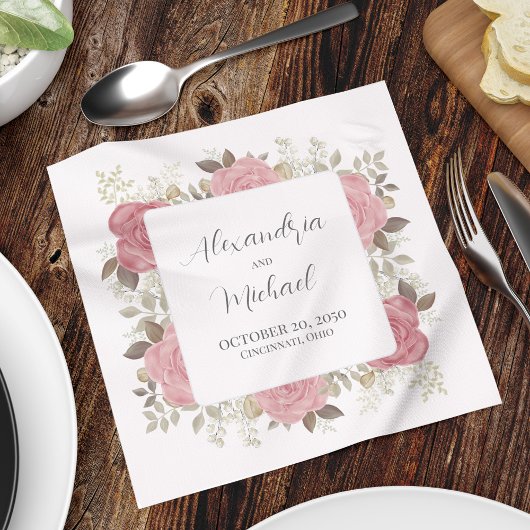 結婚のカクテルパーソナライズされたバエレガントルゴーニュ スタンダードカクテルナプキン