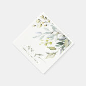 結婚のカクテルボタニカルウォーター色の緑 スタンダードカクテルナプキン (角)