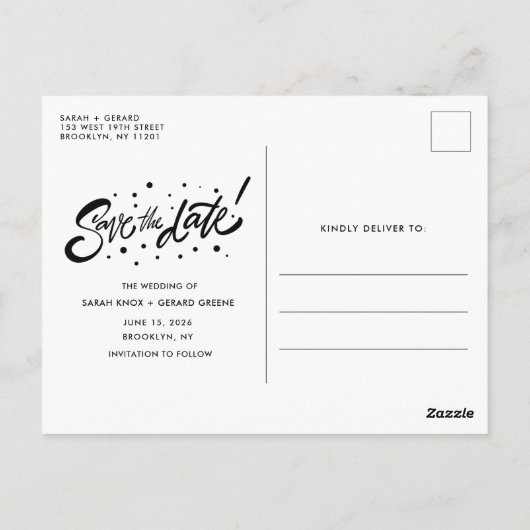 結婚のカジュアル写真予算の保存日 ポストカード (裏面)