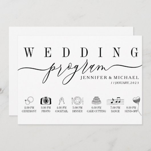 結婚のカスタムアイコンのタイムライン式計画 プログラム (正面/裏面)