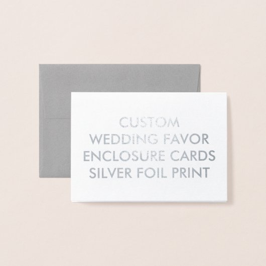 結婚のカスタムプリントカード付きシルバー 箔カード (封筒付き正面)