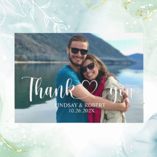 結婚のカスタム写真にモダンお礼をリラックス申し上げる エンクロージャーカード