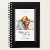 結婚のカスタム白黒エレガントScript プランナー手帳 (正面)