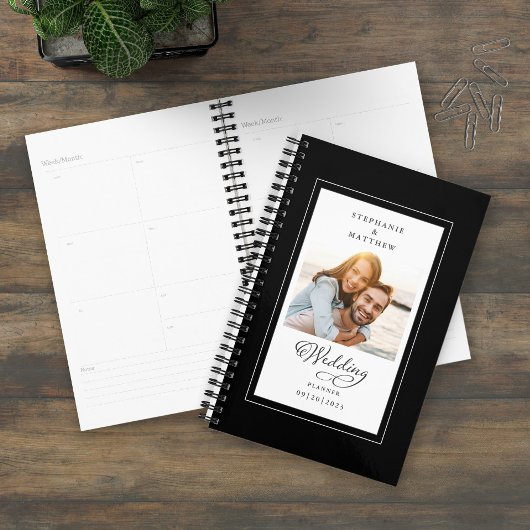 結婚のカスタム白黒エレガントScript プランナー手帳