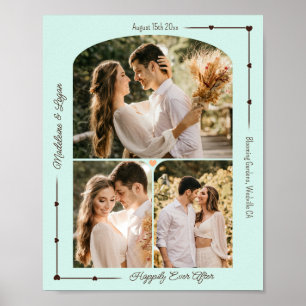結婚のカスタムPhoto Collageミントモダンハート ポスター