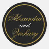 結婚のカップルの好意/ウェルカムバッグステッカーBlack Gol ラウンドシール (正面)