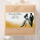 結婚のカップル金ゴールド水色ラベル名タグ ラベル (インサイチュ)