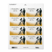 結婚のカップル金ゴールド水色ラベル名タグ ラベル (フルシート)