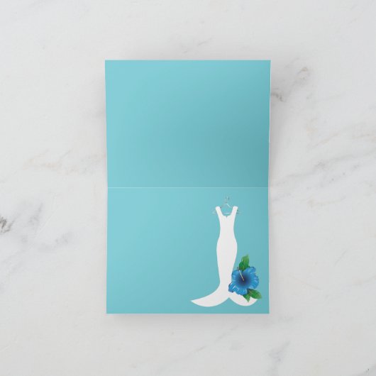 結婚のガウンビーチをテーマにしたブライダルありがとう サンキューカード (内部)