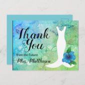 結婚のガウンビーチをテーマにしたブライダルありがとう ポストカード (正面/裏面)