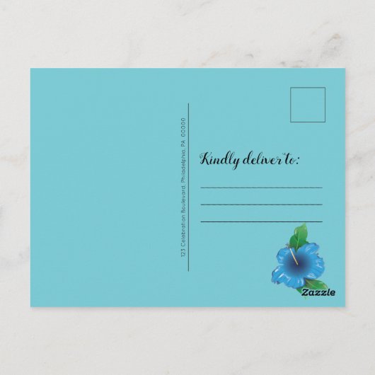 結婚のガウンビーチをテーマにしたブライダルありがとう ポストカード (裏面)