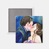 結婚のキスウォーターカラーアート マグネット (正面/裏面)