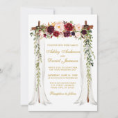 結婚のキャノピー金ゴールド水彩黒質フローラ 招待状 (正面)