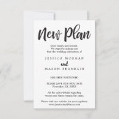 結婚のキャンセル – 延期 – 日付の変更 招待状 (正面)