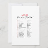 結婚のキャンディマッチ園ブライダルシャワーゲーム5x7 招待状 (裏面)
