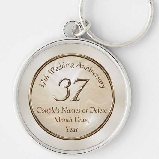 結婚のギフトのアイディアのパーソナライズな37年 キーホルダー (正面)