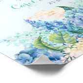 結婚のギフトテーブルの看板ウォーターカラーブルーアジサイ ポスター (角)