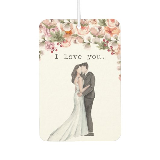 結婚のギフト愛する美しいフローラありがとう カーエアーフレッシュナー (正面)