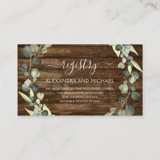 結婚のギフト登録ユーカリ素朴国 名刺 (正面)