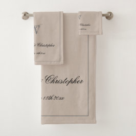 結婚のギフト素朴モノグラム新婚ギフトシック バスタオルセット