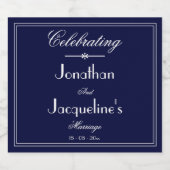 結婚のクラシックエレガントネイビパーソナライズされたー スパークリングワインラベル (シングルラベル)