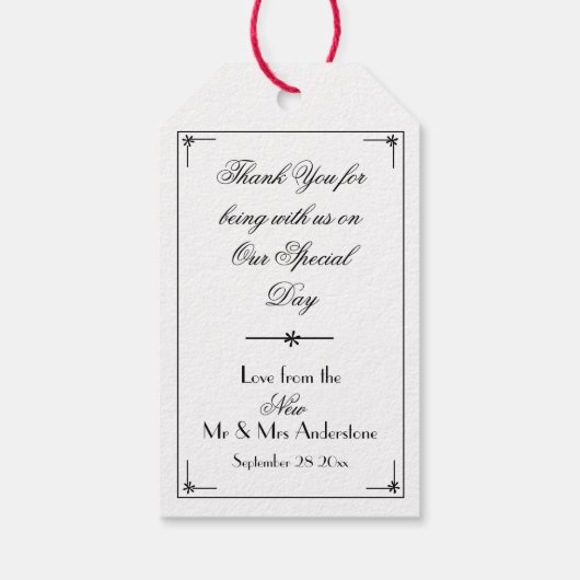 結婚のクラシックエレガントChic Script Name Thank You ギフトタグ (裏面)