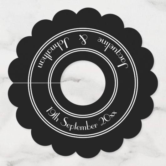 結婚のクラシック名前をカスタムする ワイングラスタグ (正面)