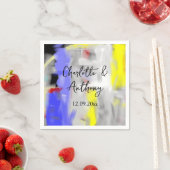 結婚のクリエイティブ抽象芸術アートブルーイエローホワイト スタンダードカクテルナプキン (インサイチュ)