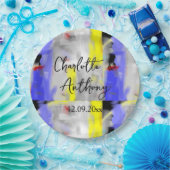 結婚のクリエイティブ抽象芸術アートブルーイエローホワイト ペーパープレート (パーティー)