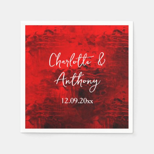 結婚のクリエイティブ抽象芸術アートワーク赤 スタンダードカクテルナプキン (正面)