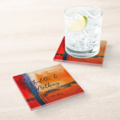 結婚のクリエイティブ抽象芸術アートワーク ガラスコースター (アングル)