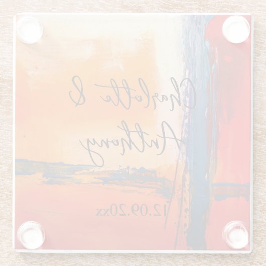 結婚のクリエイティブ抽象芸術アートワーク ガラスコースター (裏面)