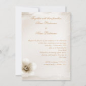 結婚のクリームセピアシャンパンガラス花 招待状 (裏面)