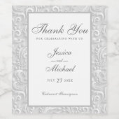 結婚のグエレガントレーホワイト3Dデザイン ワインラベル (シングルラベル)