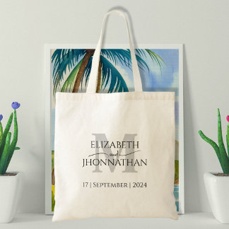 結婚のグレーモノグラム最小シンプル主義エレガント トートバッグ