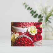 結婚のケーキとブーケ&リングや輪 招待状 (スタンド正面)