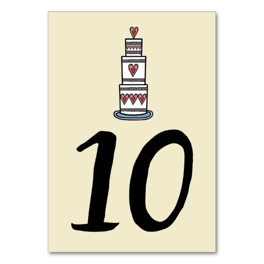 結婚のケーキイラストレーションの結婚テーブル番号 テーブルナンバー (正面)