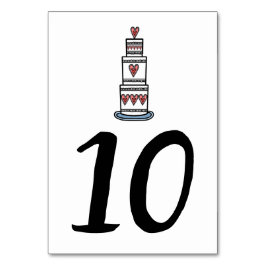 結婚のケーキイラストレーションの結婚テーブル番号 テーブルナンバー