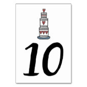 結婚のケーキイラストレーションの結婚テーブル番号 テーブルナンバー (裏面)