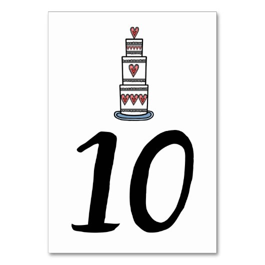 結婚のケーキイラストレーションの結婚テーブル番号 テーブルナンバー (正面)