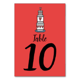 結婚のケーキイラストレーションの結婚テーブル番号 テーブルナンバー