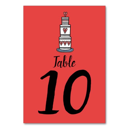 結婚のケーキイラストレーションの結婚テーブル番号 テーブルナンバー (正面)