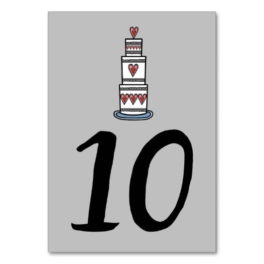 結婚のケーキイラストレーションの結婚テーブル番号 テーブルナンバー (正面)