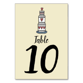 結婚のケーキイラストレーションの結婚テーブル番号 テーブルナンバー